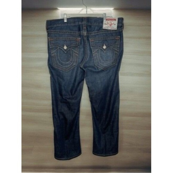 True Religion Billy Seat 34 Blue Stitching FlapPocket Straight Jeans Men Size 38 - Picture 13 of 14